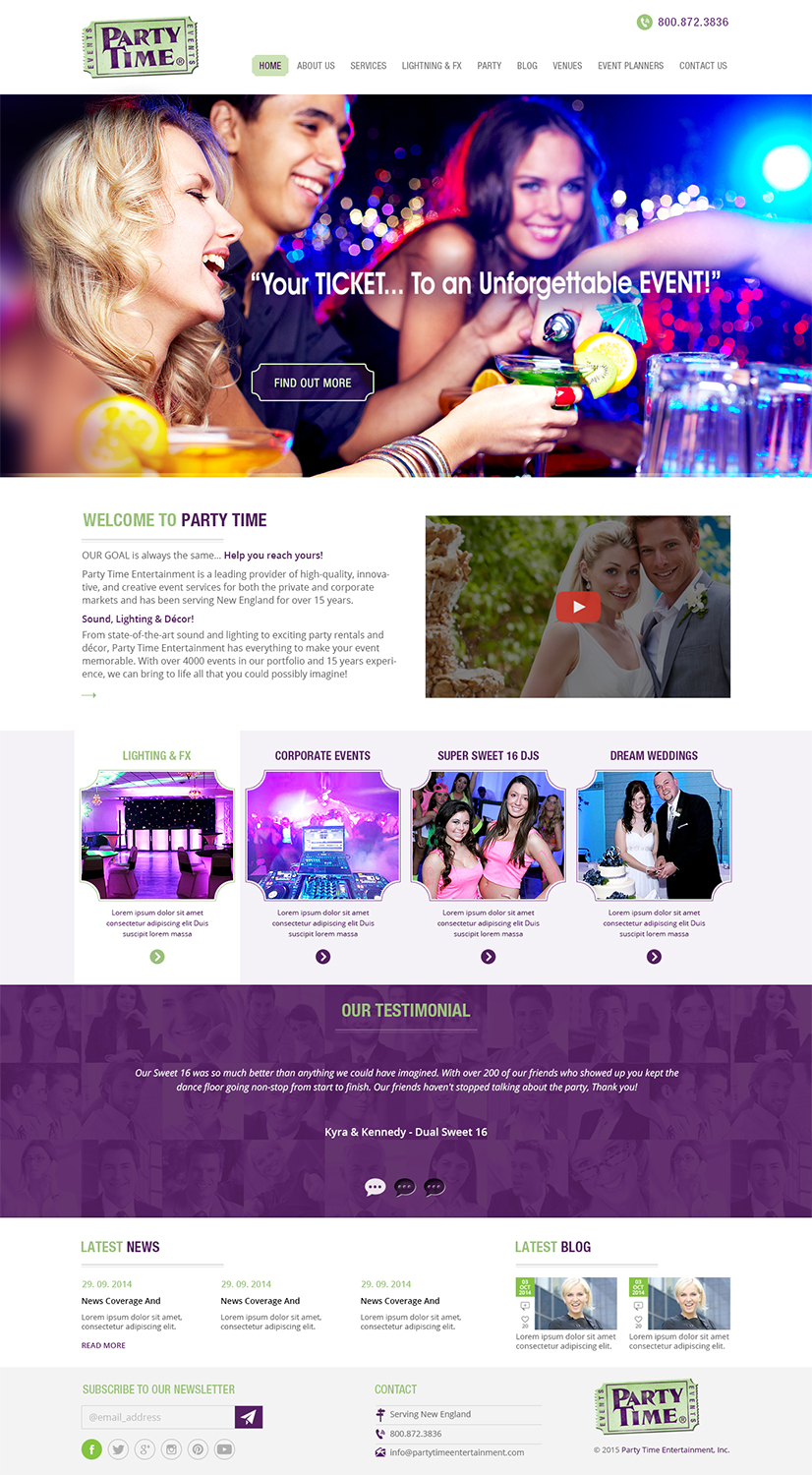 WordPress-Design von Creative Usha für Party Time Events | Design #5355691
