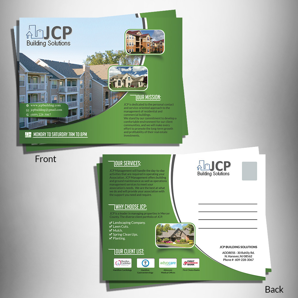 Postkarten-Design von Snoopy007 für JCP BUILDING SOLUTIONS | Design #5340347