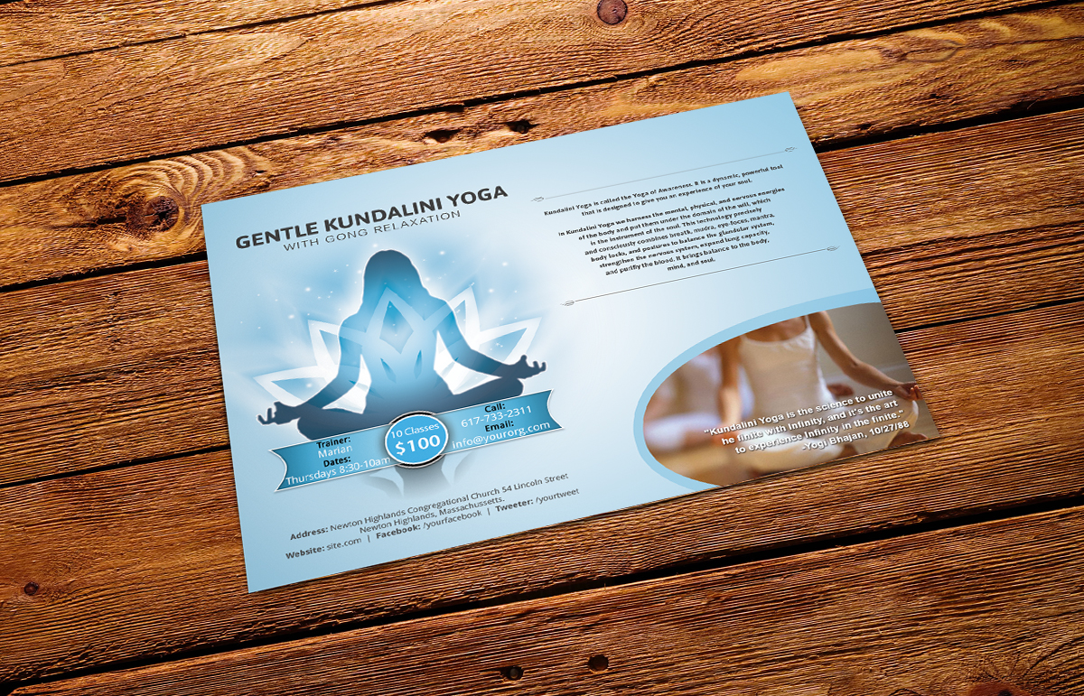 Postcard Design by FutureDesigne for Gentle Kundalini Yoga | Design #5363416
