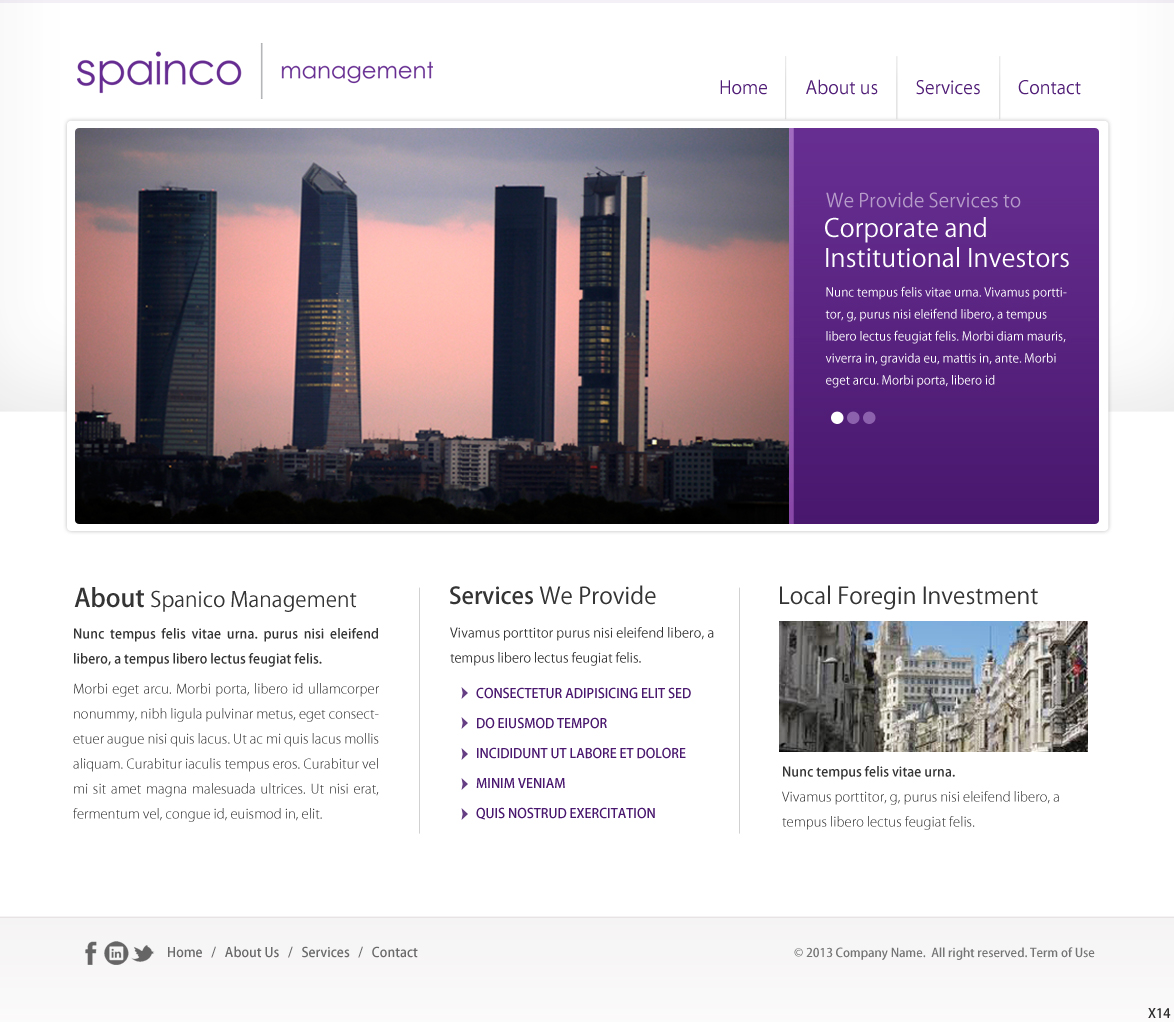 Web Design par pb pour Spainco Management S.L. | Design : #1599674