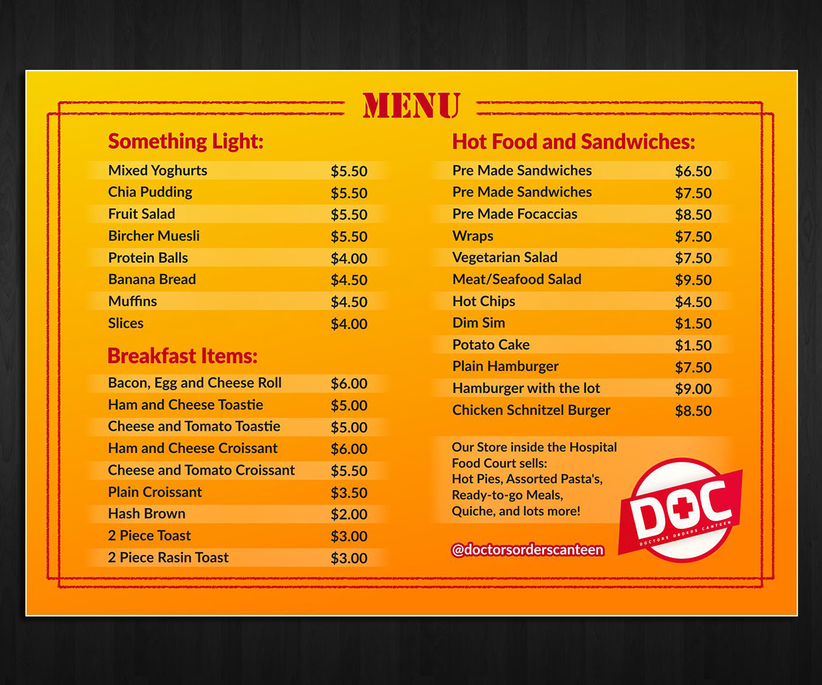 Menu Design by Danang Prastiawan for this project | Design #5364699