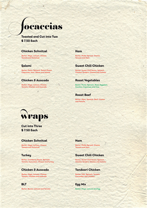 Menu Design by mint for this project | Design: #5335923