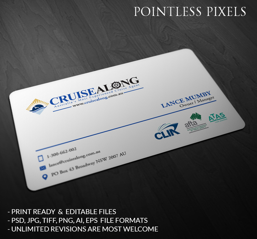 Business Card Design by Pointless Pixels India for CruiseAlong Pty Ltd | Design #5335574