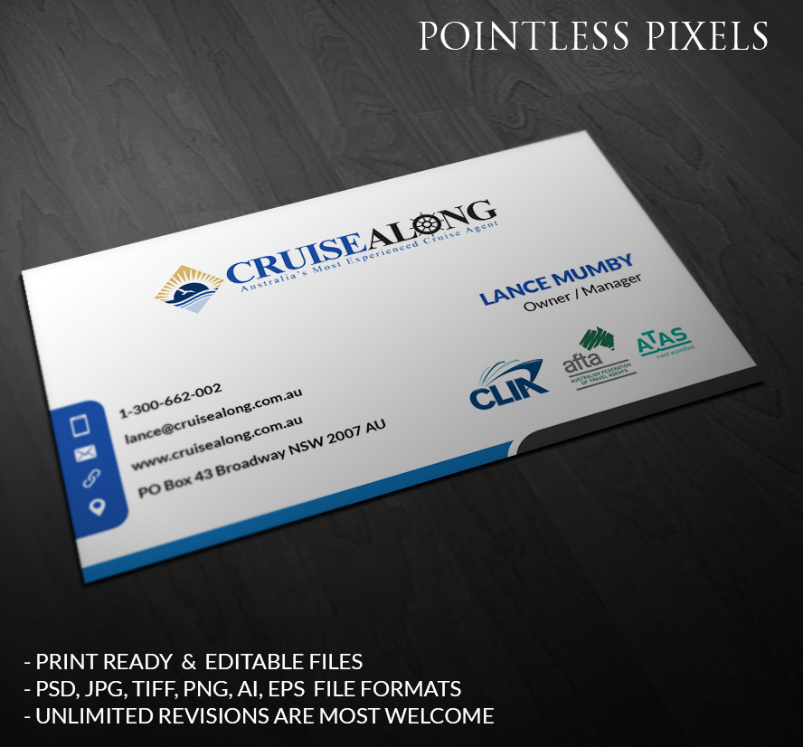 Business Card Design by Pointless Pixels India for CruiseAlong Pty Ltd | Design #5335634