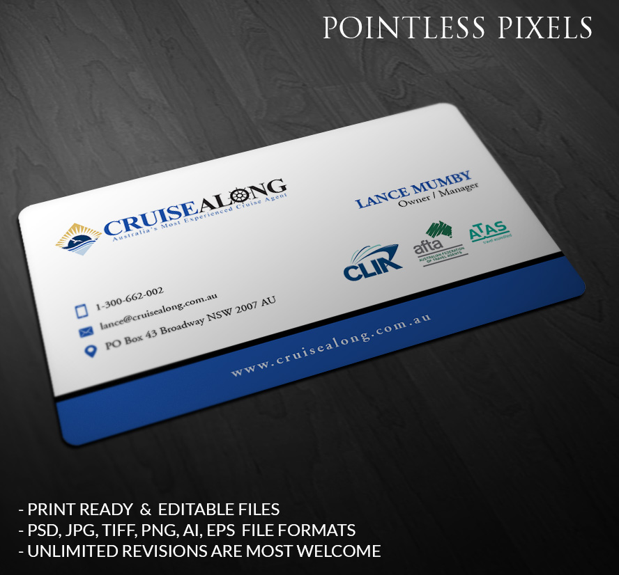 Visitenkarten-Design von Pointless Pixels India für CruiseAlong Pty Ltd | Design #5335639