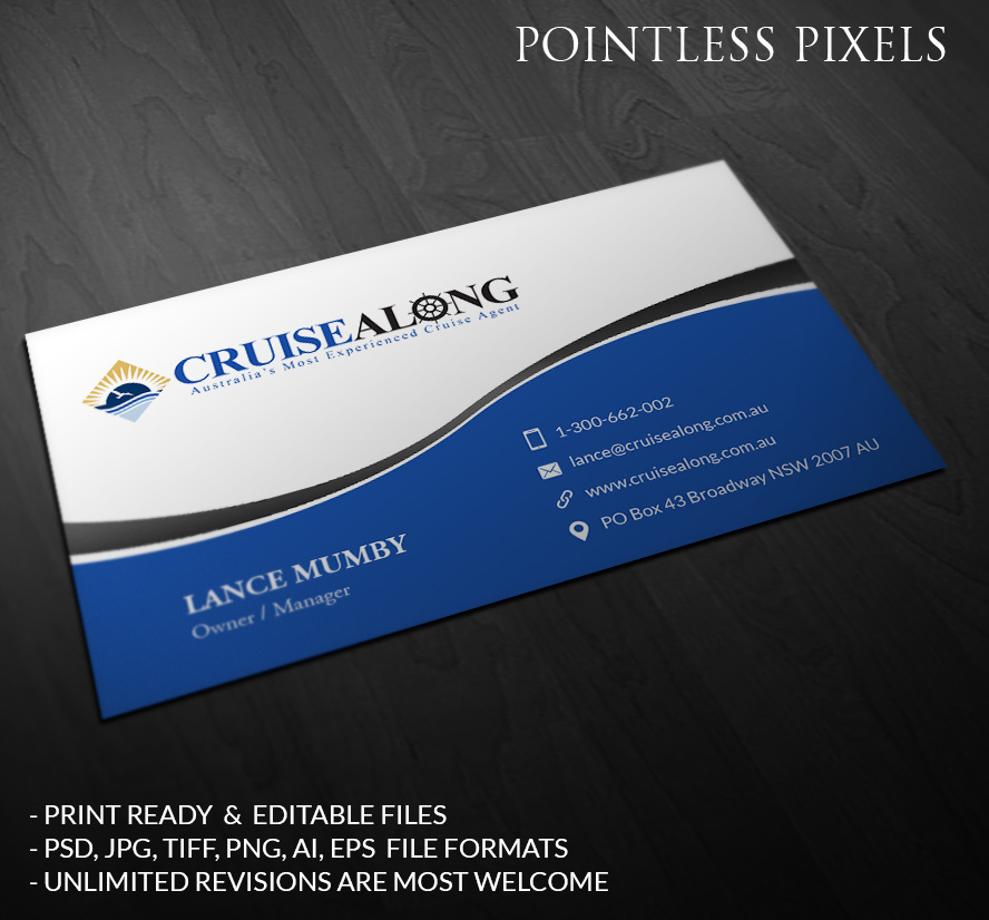 Business Card Design by Pointless Pixels India for CruiseAlong Pty Ltd | Design #5335690