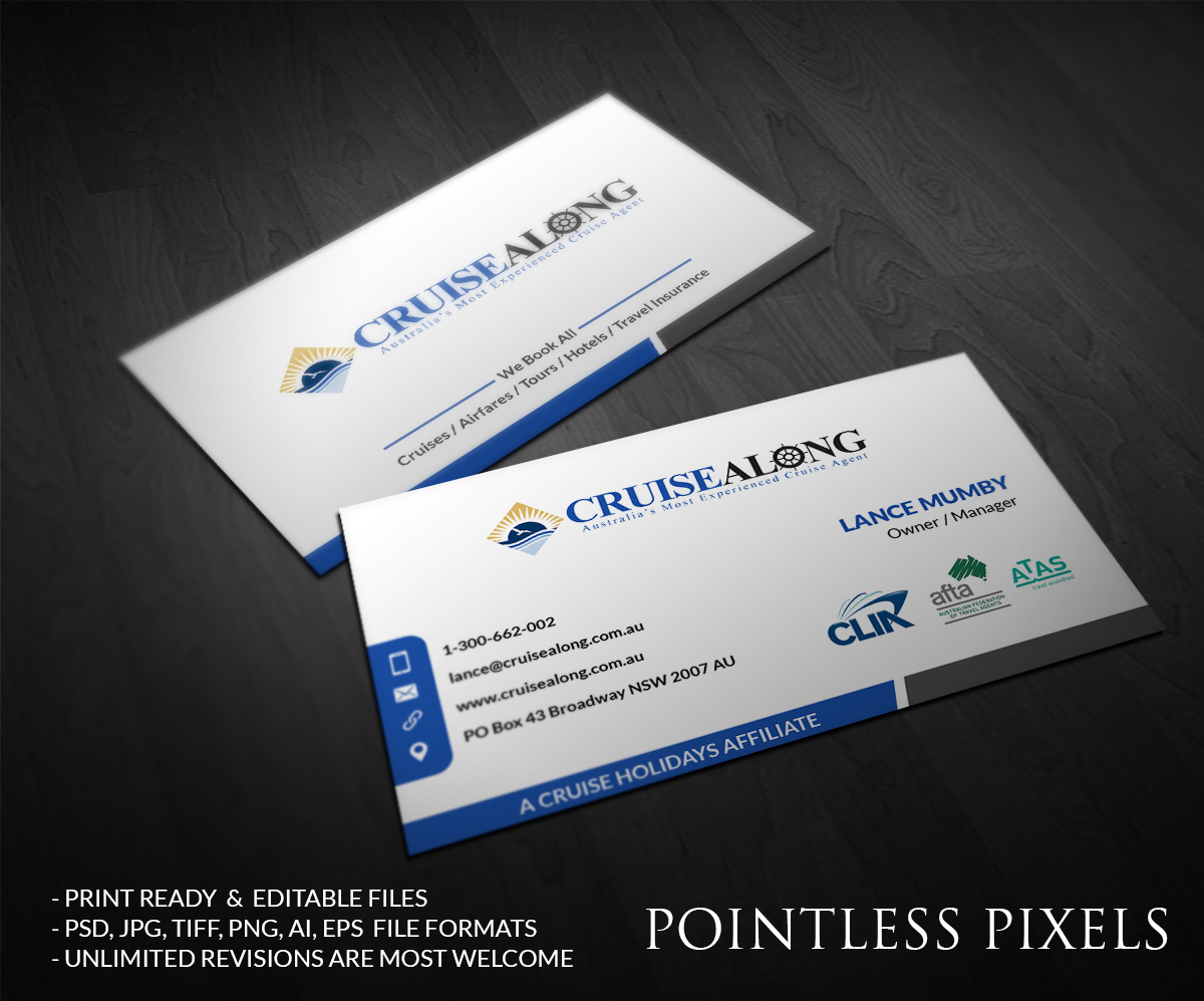 Visitenkarten-Design von Pointless Pixels India für CruiseAlong Pty Ltd | Design #5372898