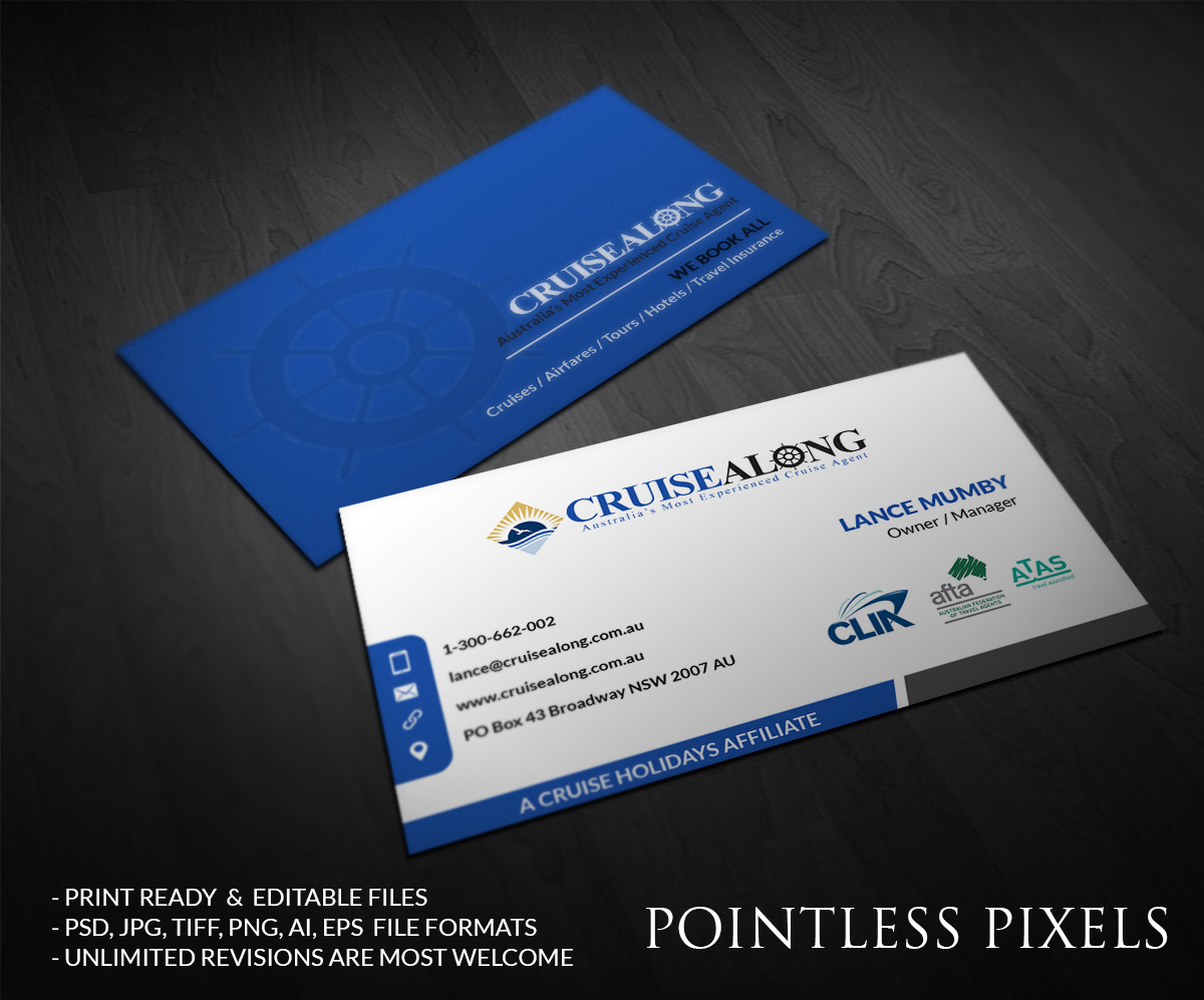 Visitenkarten-Design von Pointless Pixels India für CruiseAlong Pty Ltd | Design #5372901