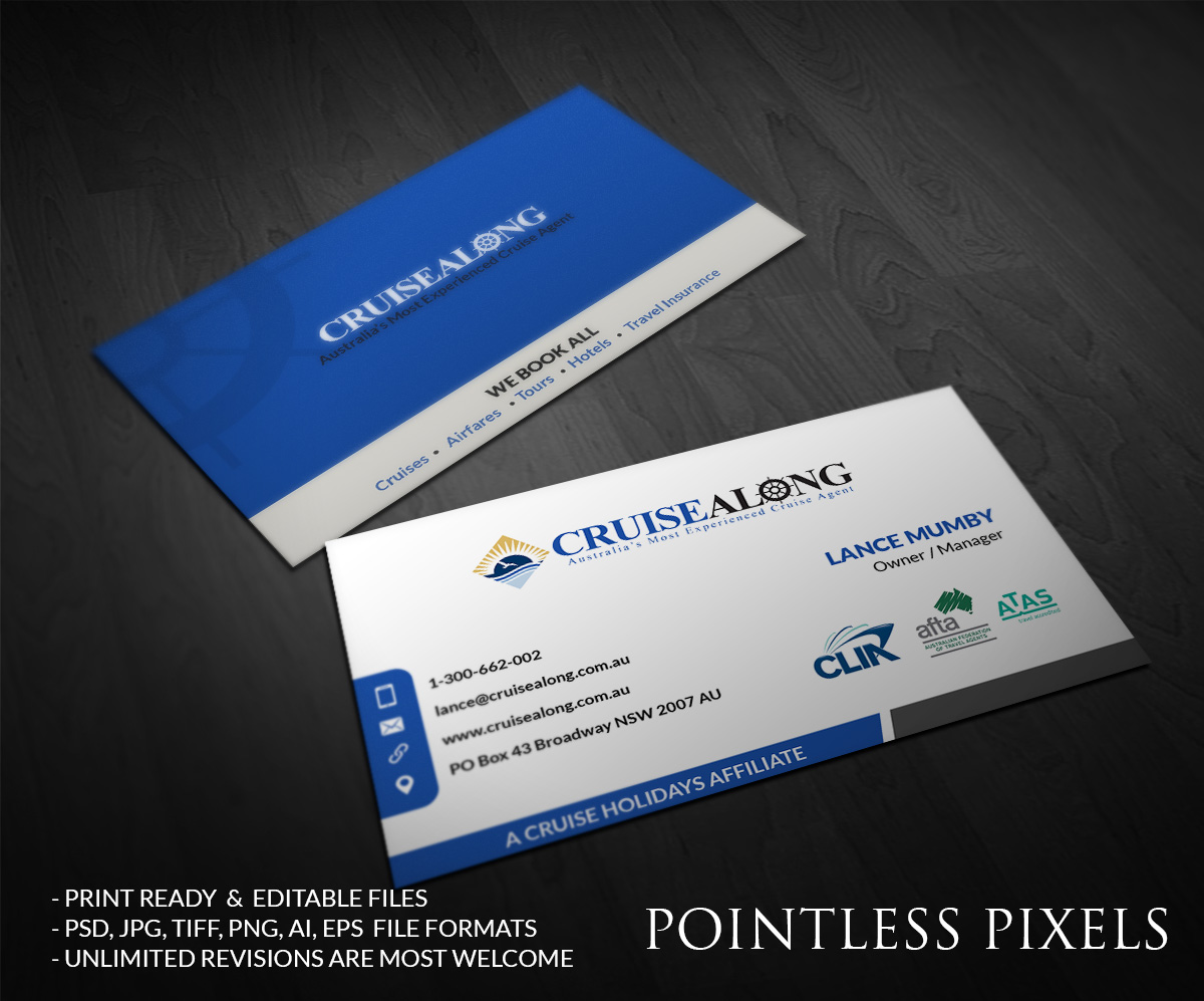 Visitenkarten-Design von Pointless Pixels India für CruiseAlong Pty Ltd | Design #5372985