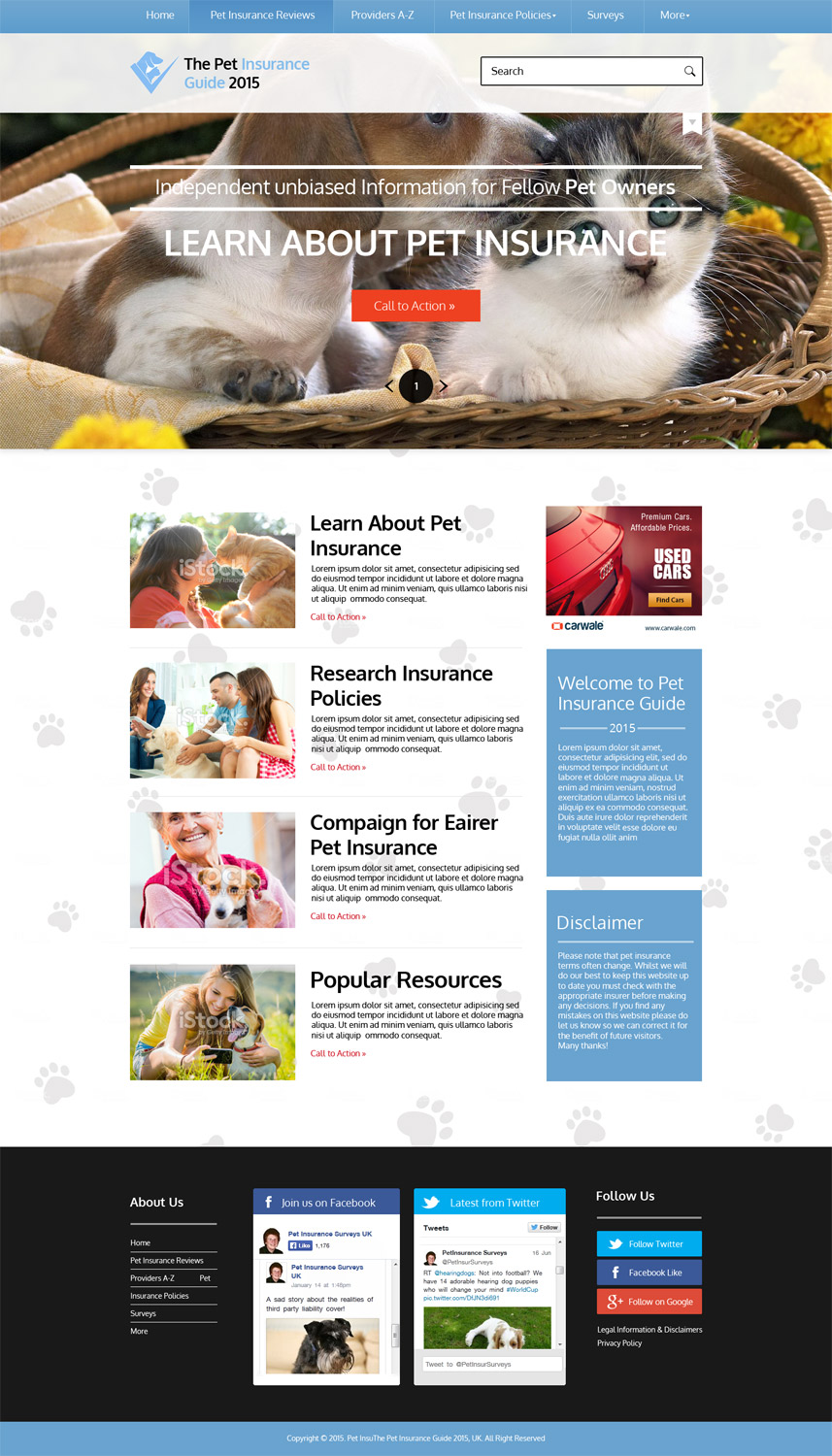 Web Design by AVROM for Pet Insurance Surveys | Design #5359354