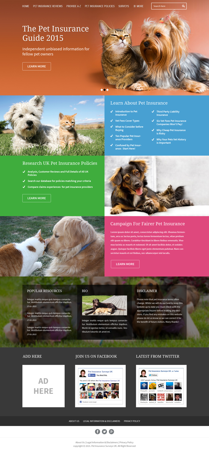 Web Design by Hashim Creetto for Pet Insurance Surveys | Design #5359352