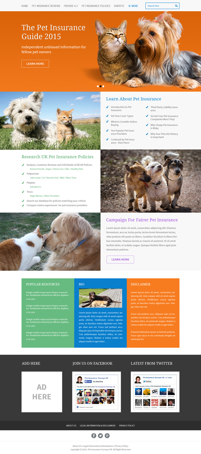 Web Design by Hashim Creetto for Pet Insurance Surveys | Design #5375233