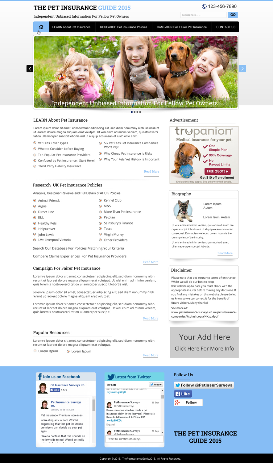 Web Design by harmi_199 for Pet Insurance Surveys | Design #5352178