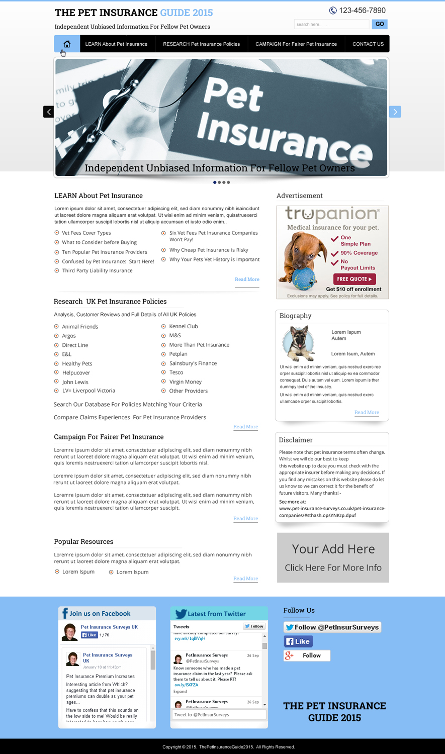 Web Design by harmi_199 for Pet Insurance Surveys | Design #5352181