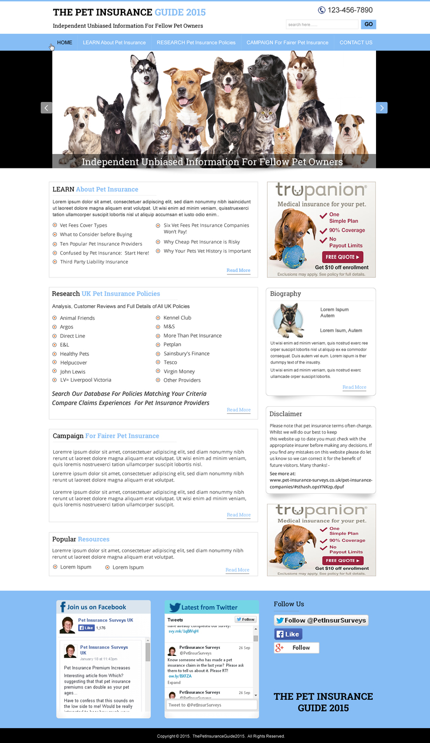 Diseño Web por harmi_199 para Pet Insurance Surveys | Diseño #5352187