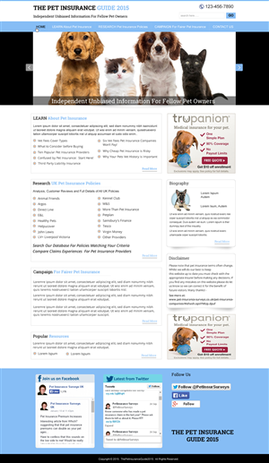 Web Design by harmi_199 for Pet Insurance Surveys | Design: #5352196