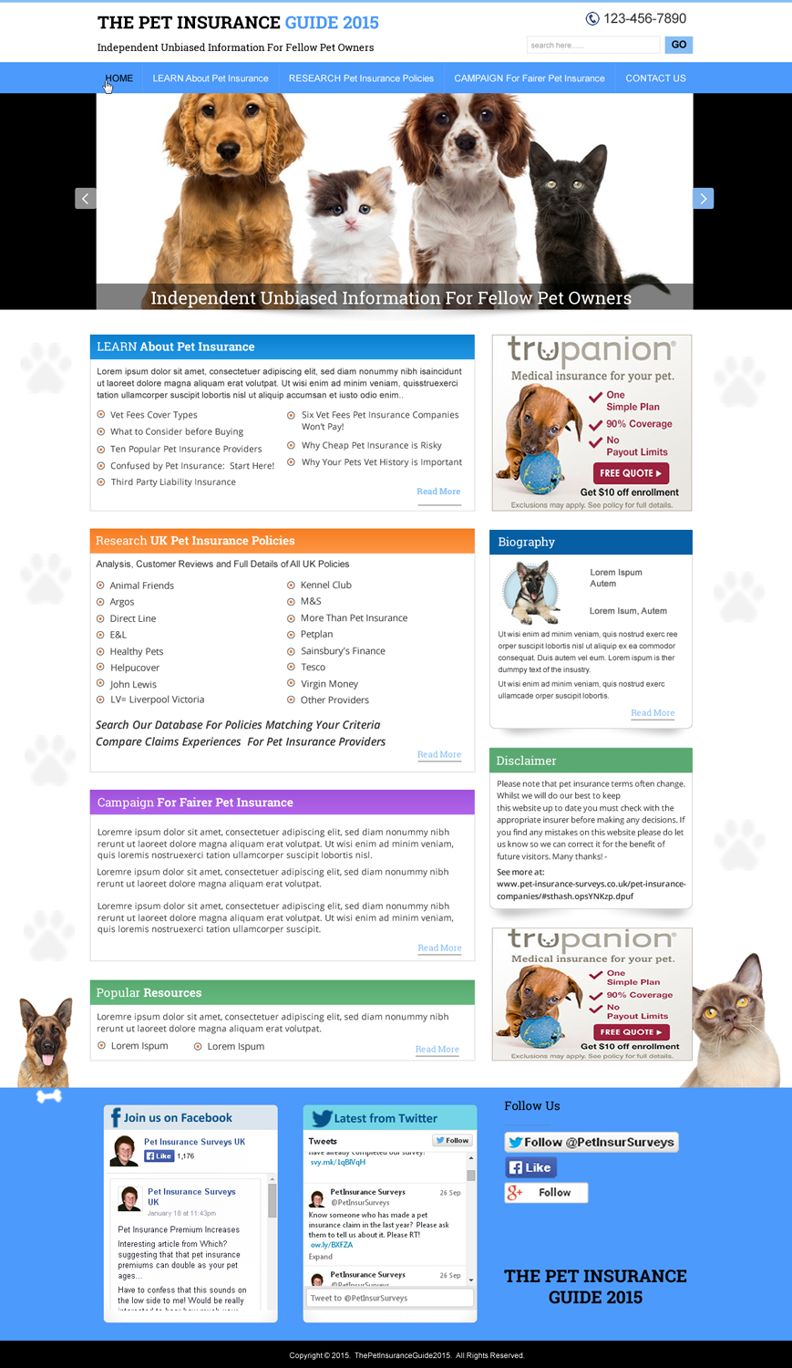 Web Design by harmi_199 for Pet Insurance Surveys | Design #5370123