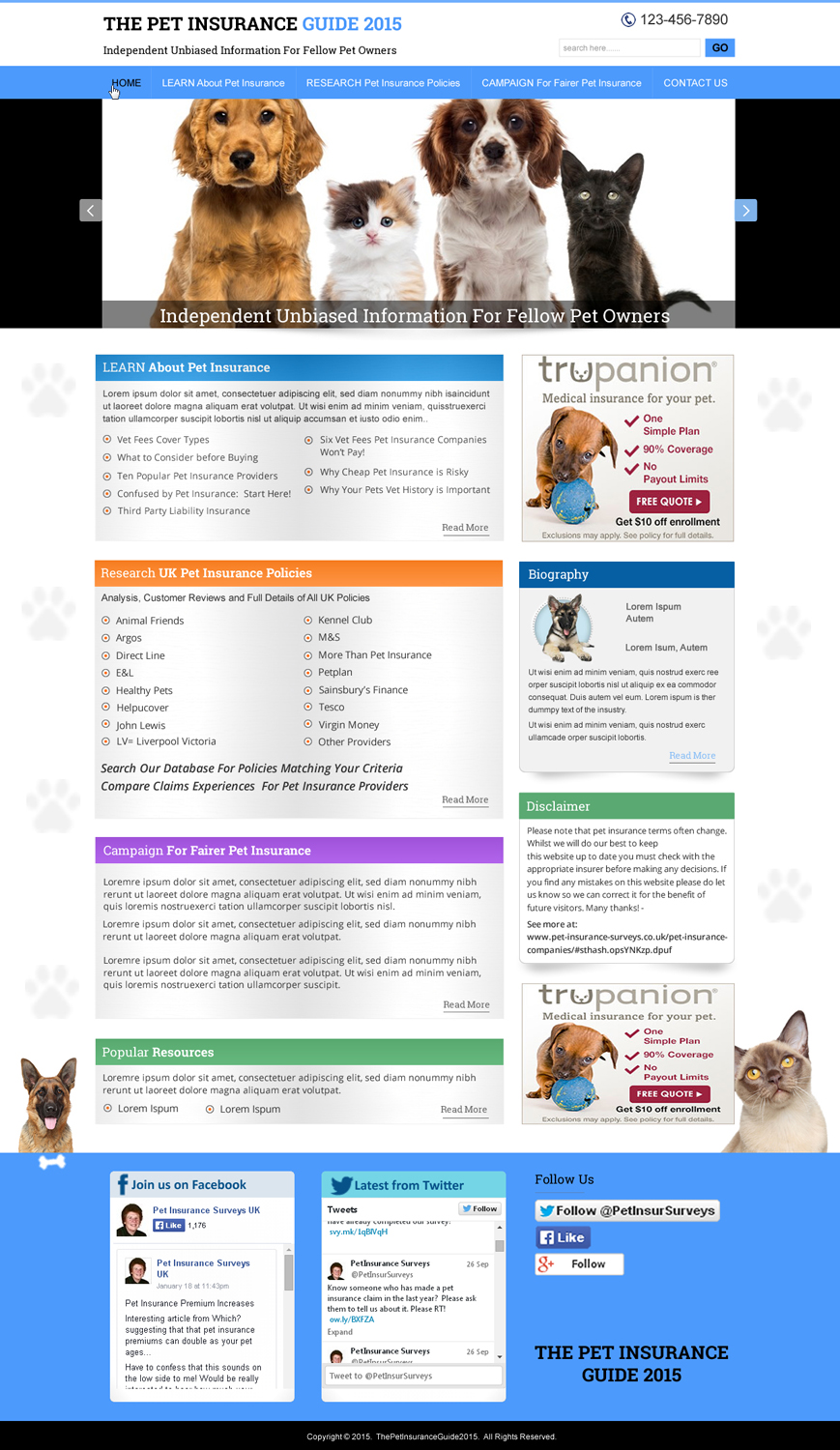 Web Design by harmi_199 for Pet Insurance Surveys | Design #5370129