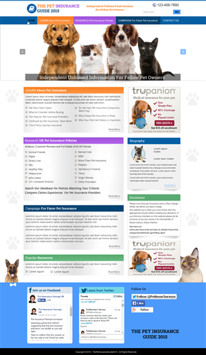 Web Design by harmi_199 for Pet Insurance Surveys | Design: #5377939