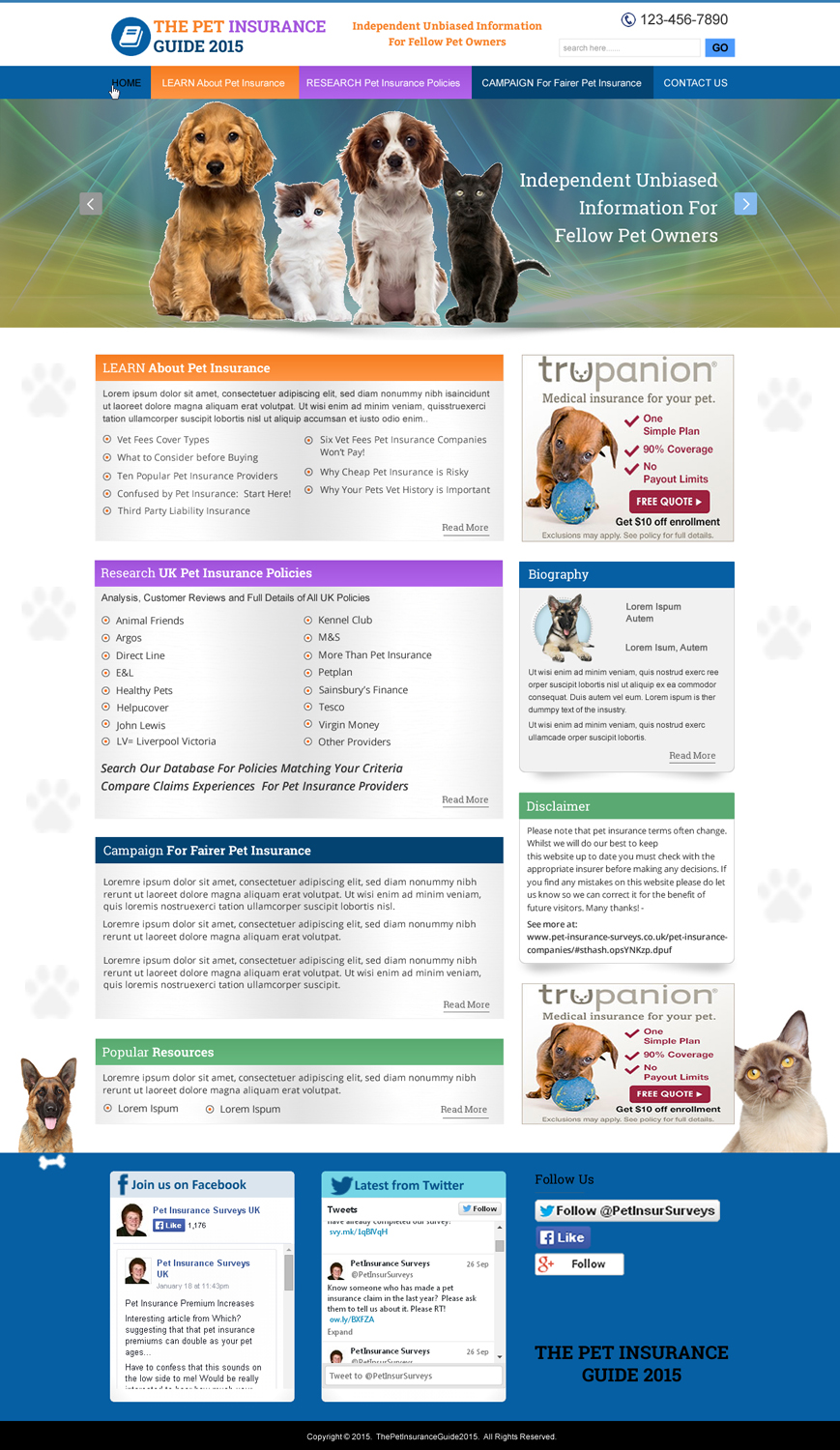 Web Design by HarmiDesigning for Pet Insurance Surveys | Design #5377947