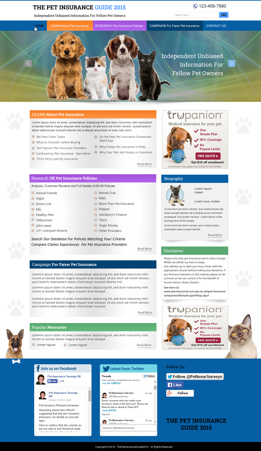 Web Design by HarmiDesigning for Pet Insurance Surveys | Design #5377953