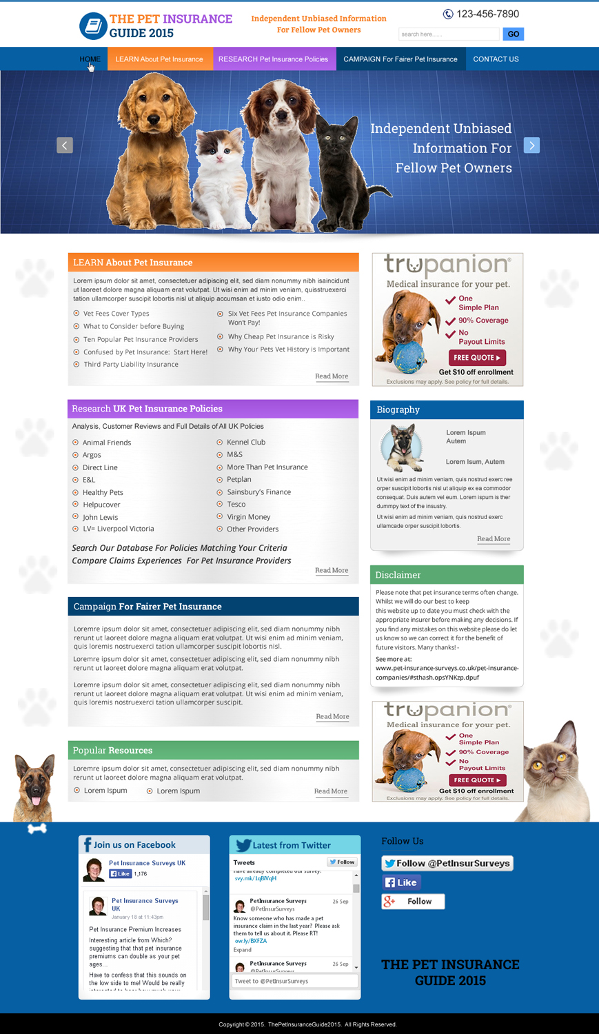 Web Design by HarmiDesigning for Pet Insurance Surveys | Design #5377956