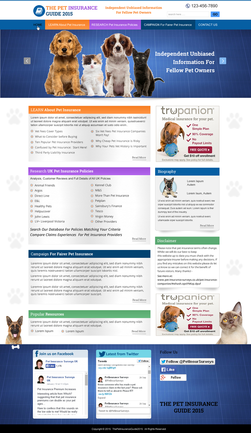 Web Design by harmi_199 for Pet Insurance Surveys | Design #5377965
