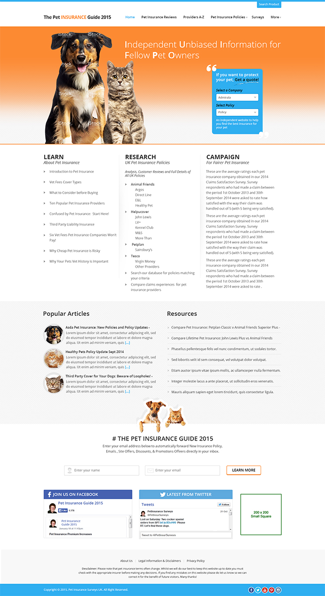 Web Design by alexend for Pet Insurance Surveys | Design #5363458