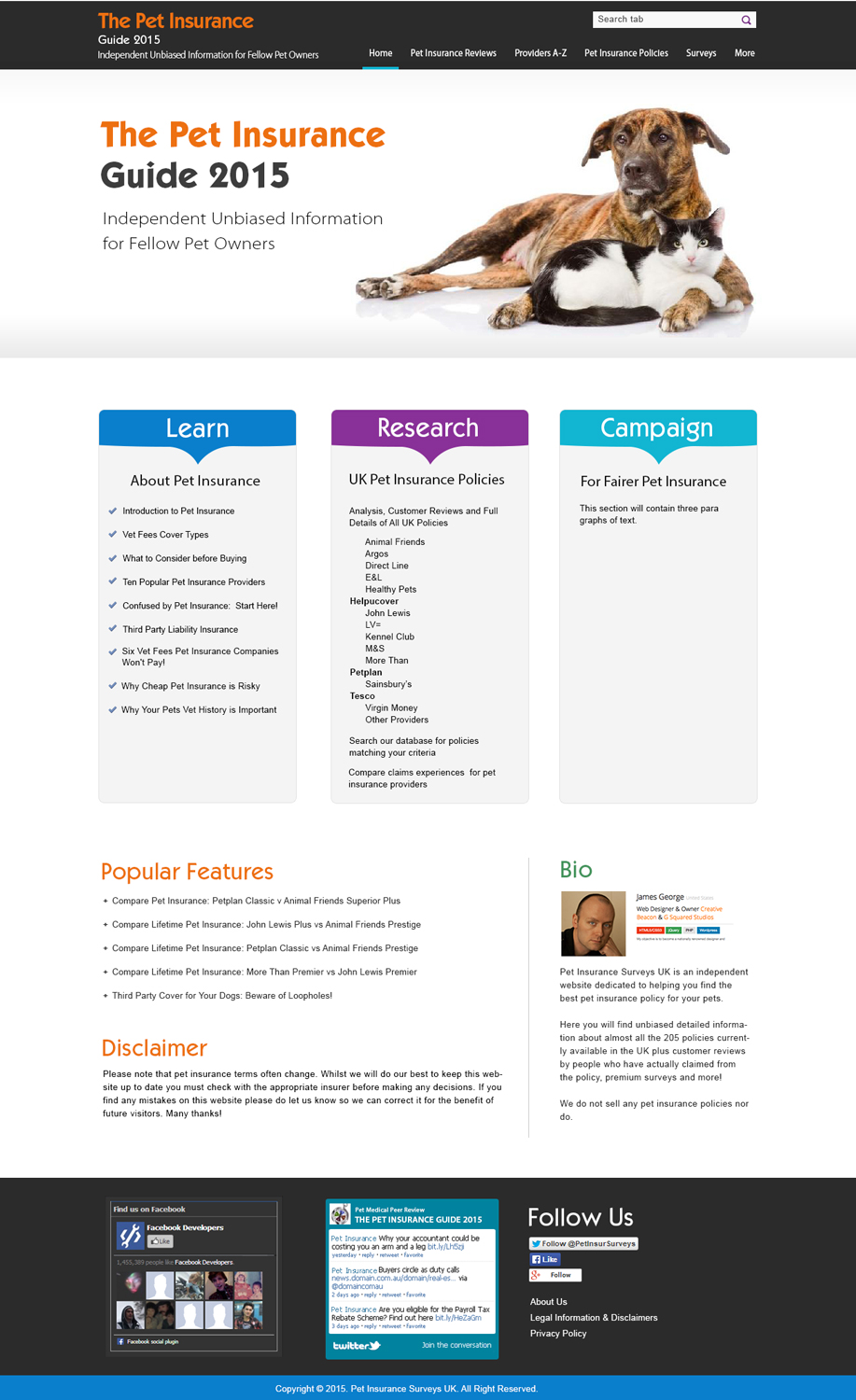 Web Design by webxvision for Pet Insurance Surveys | Design #5401455
