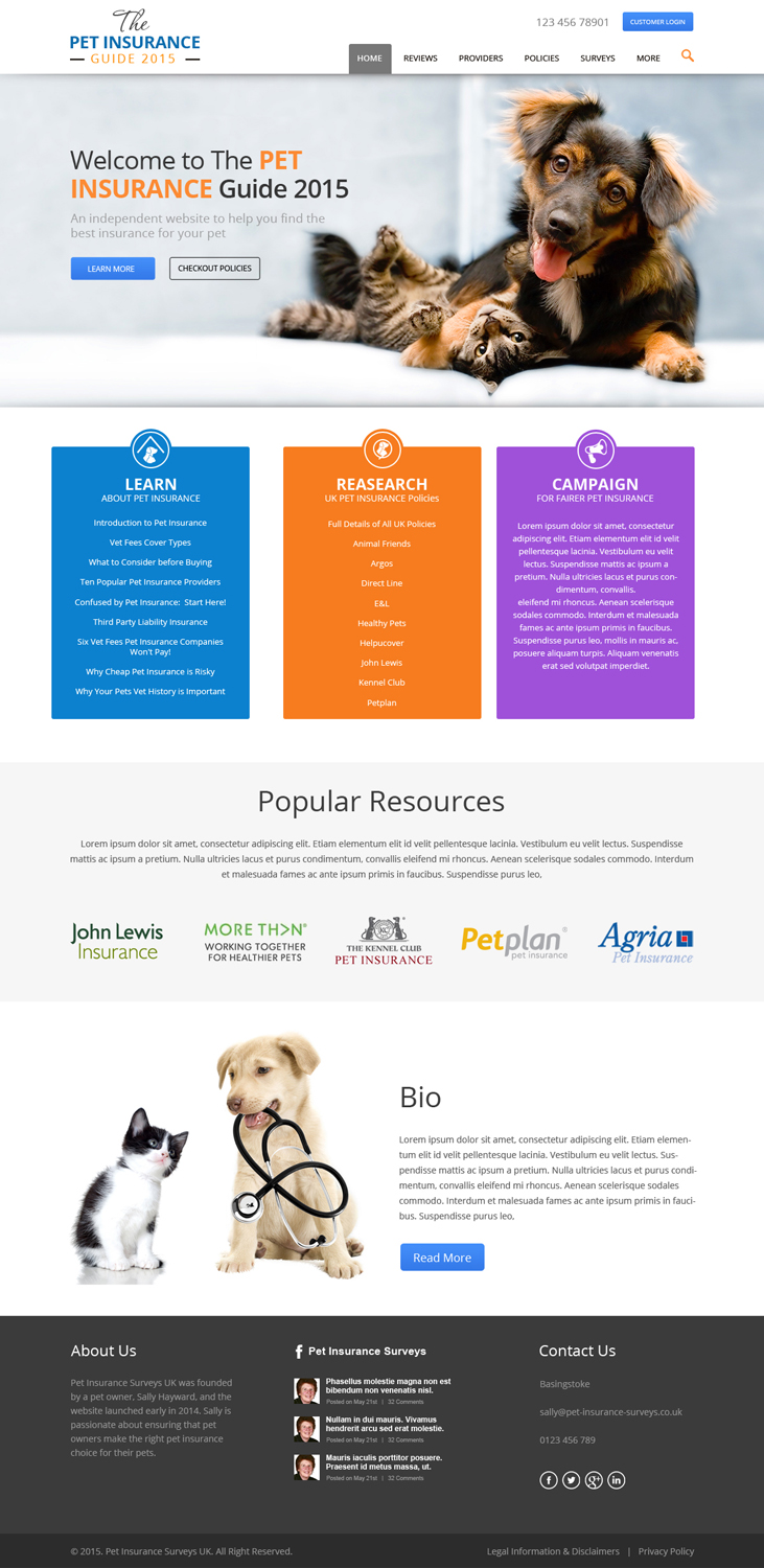 Web Design par OM pour Pet Insurance Surveys | Design #5353496