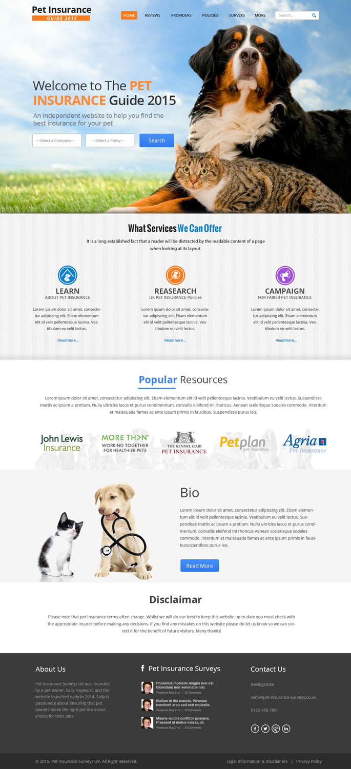 Web-Design von OM für Pet Insurance Surveys | Design #5353506
