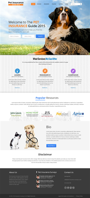 Web Design by OM for Pet Insurance Surveys | Design: #5353506