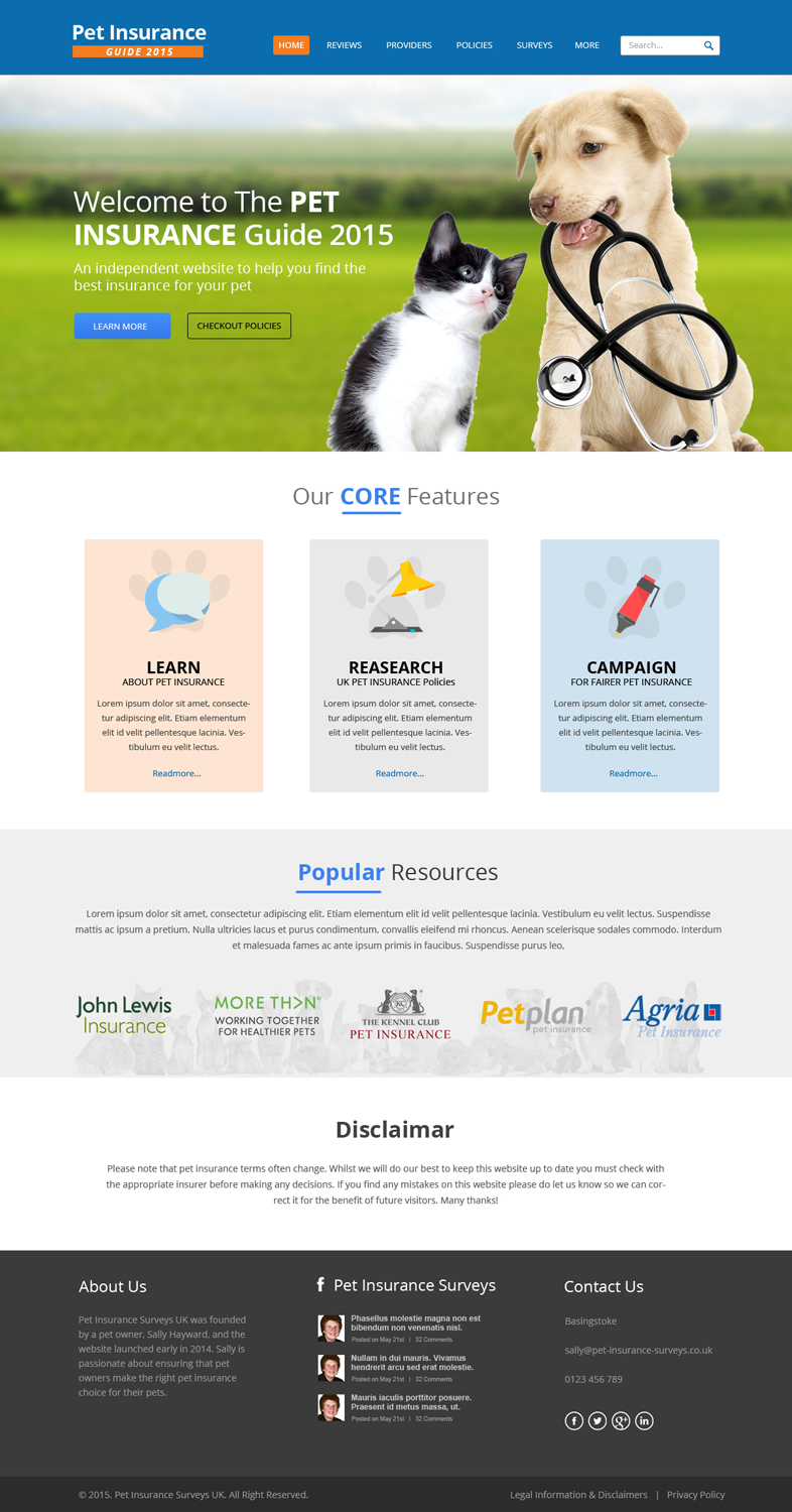 Web Design by OM for Pet Insurance Surveys | Design #5353512