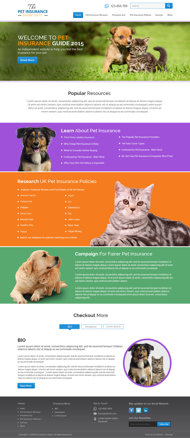 Web Design by OM for Pet Insurance Surveys | Design #5361487