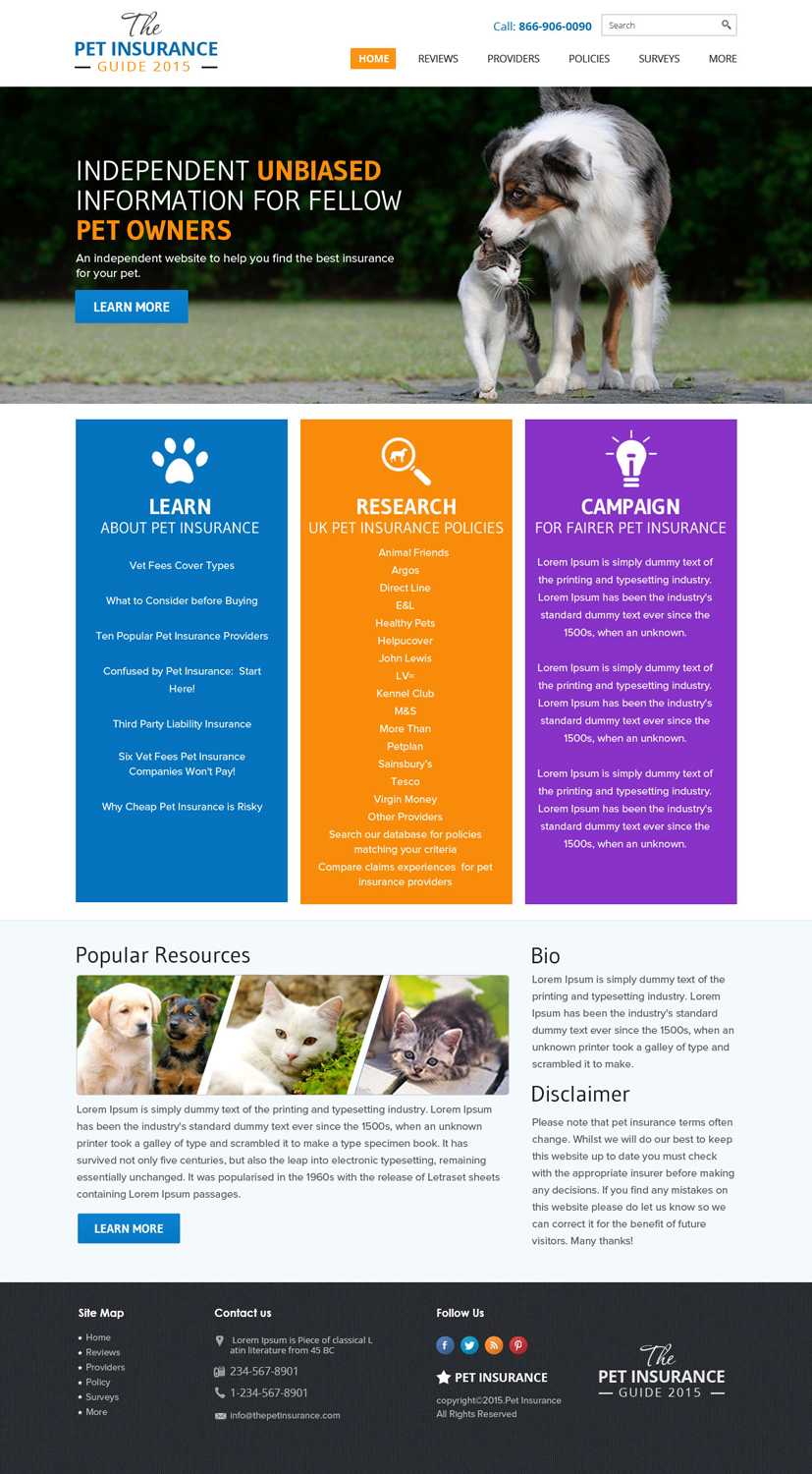 Web Design by OM for Pet Insurance Surveys | Design #5361512