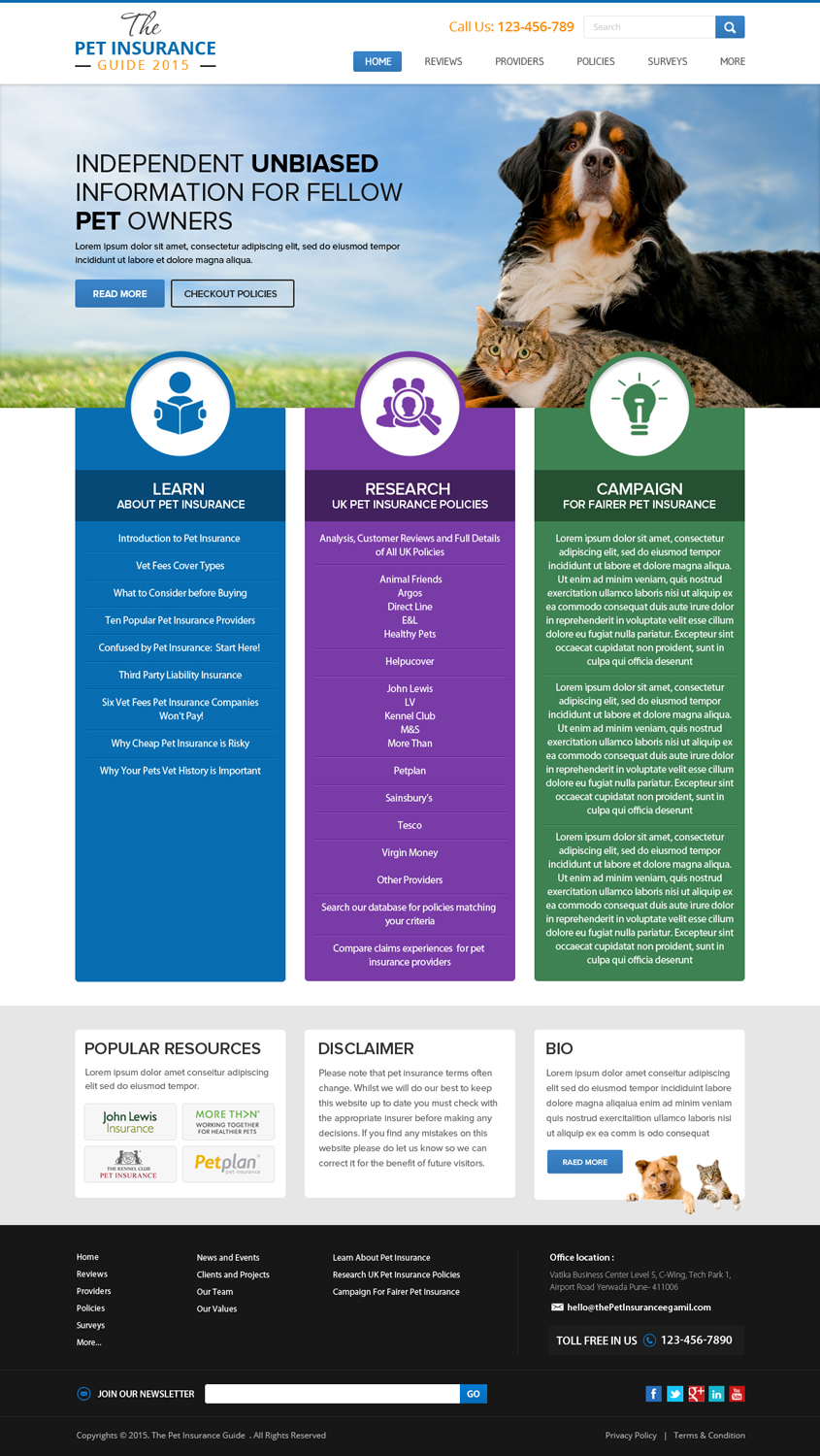 Web Design by OM for Pet Insurance Surveys | Design #5361516