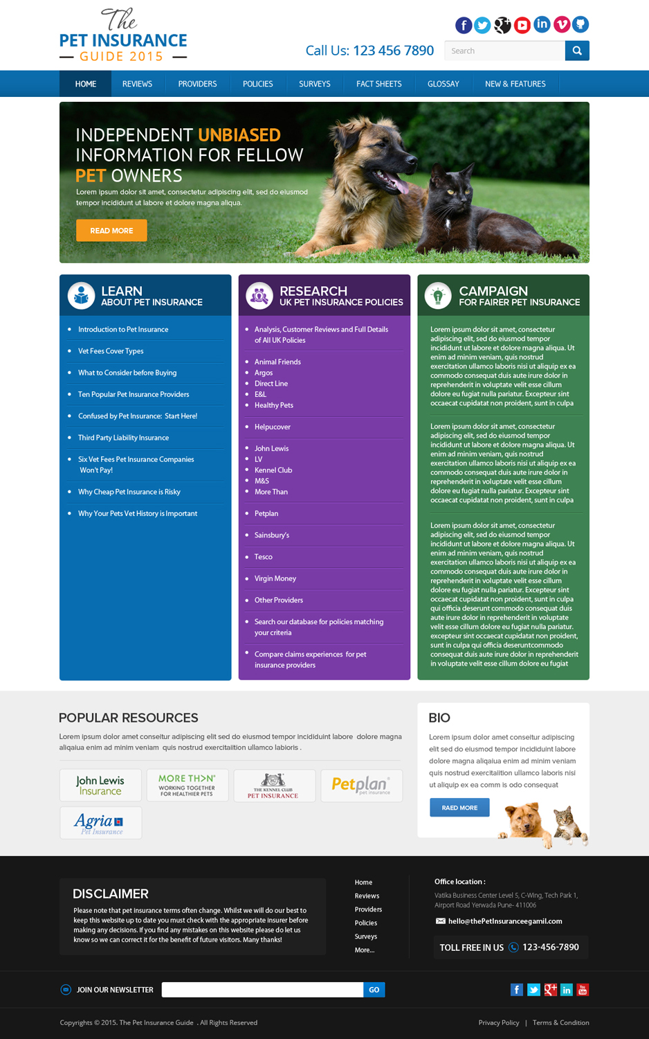 Web Design by OM for Pet Insurance Surveys | Design #5361519