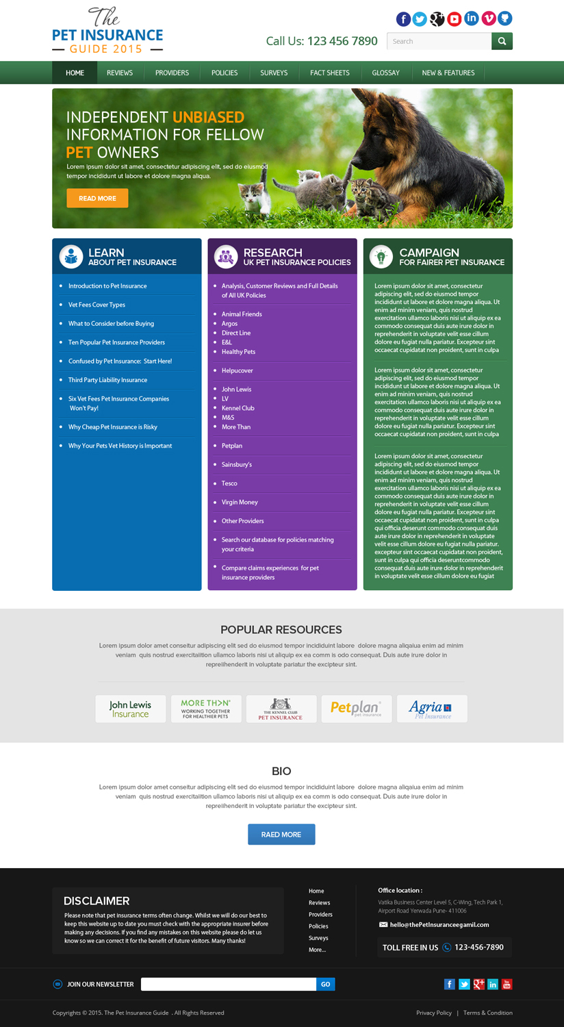 Web Design by OM for Pet Insurance Surveys | Design #5361525