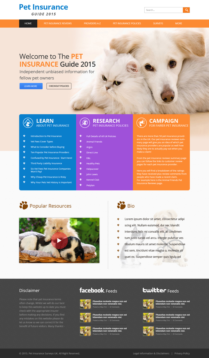 Web Design by OM for Pet Insurance Surveys | Design #5361528
