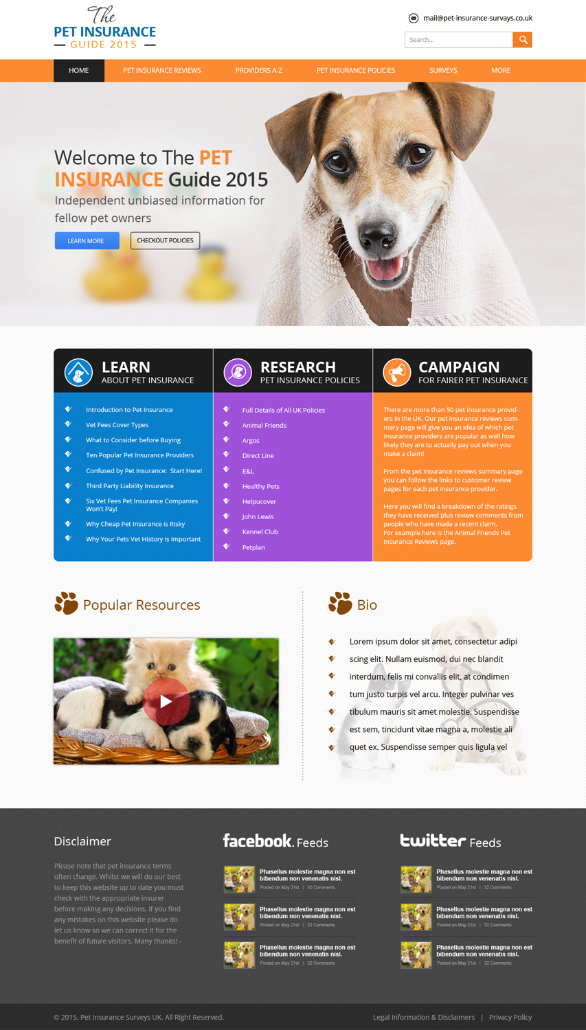 Web-Design von OM für Pet Insurance Surveys | Design #5361532