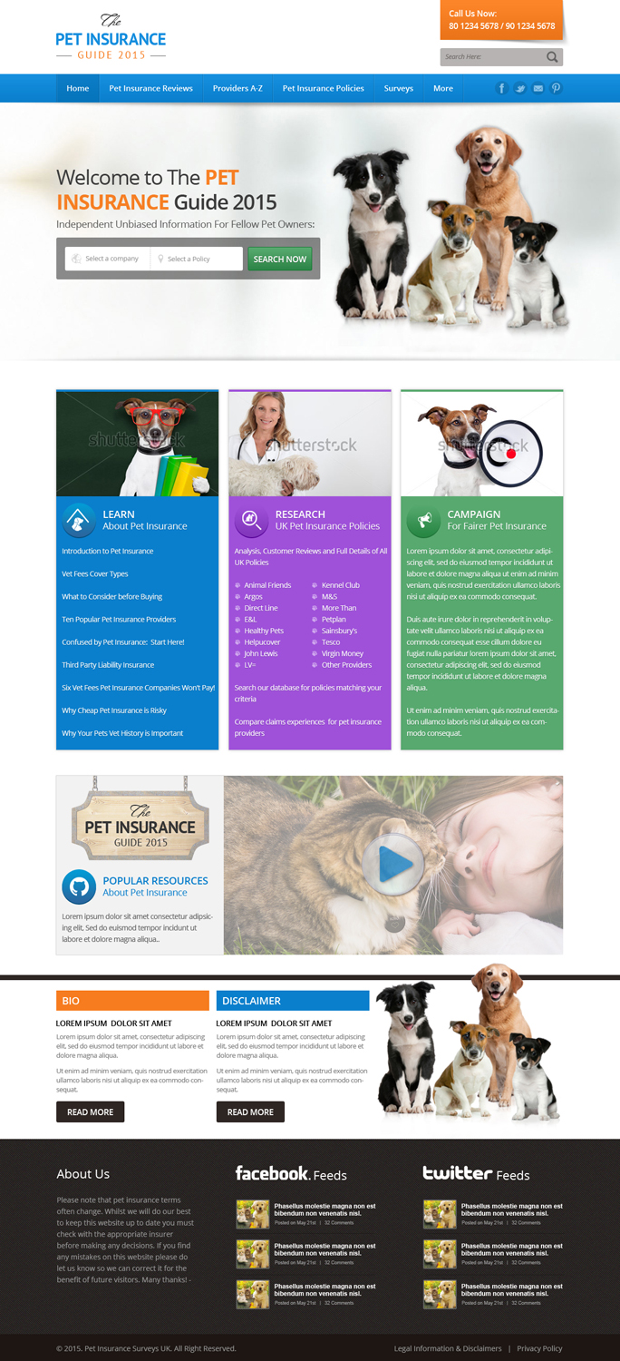 Web Design by OM for Pet Insurance Surveys | Design #5361536