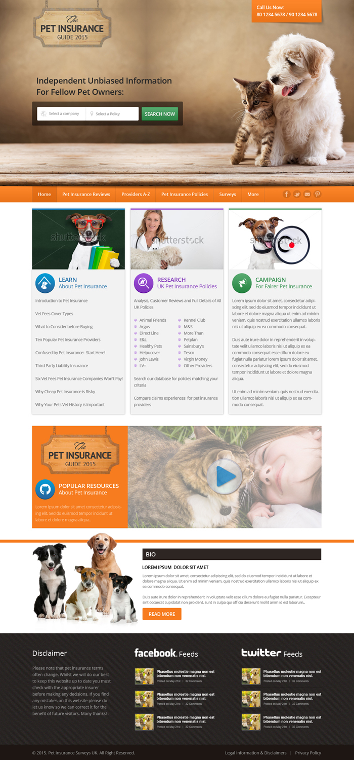 Web Design by OM for Pet Insurance Surveys | Design #5361542