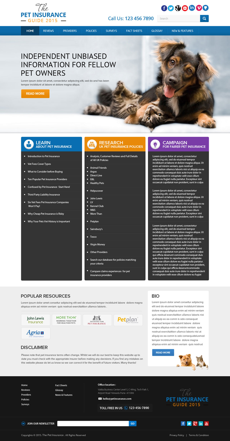 Web Design by OM for Pet Insurance Surveys | Design #5374370