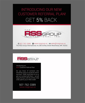 Customer Referral Plan Postcard Mailout for The RSS Group International, Inc. | Postkarten-Design von NatPearlDesigns
