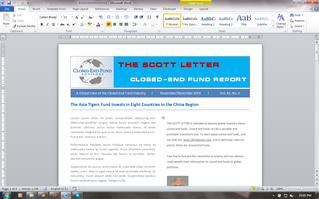 Newsletter Design by ALSS444 for Closed-End Fund Advisors | Design #1562767