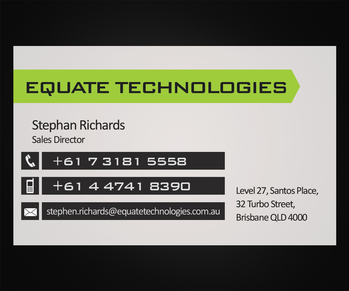 Business Card Design by Slate Arts for Equate Technologies | Design #1506926