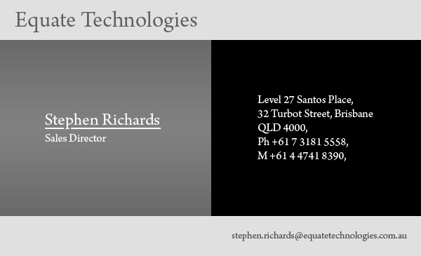 Business Card Design by TS Designs for Equate Technologies | Design #1507136