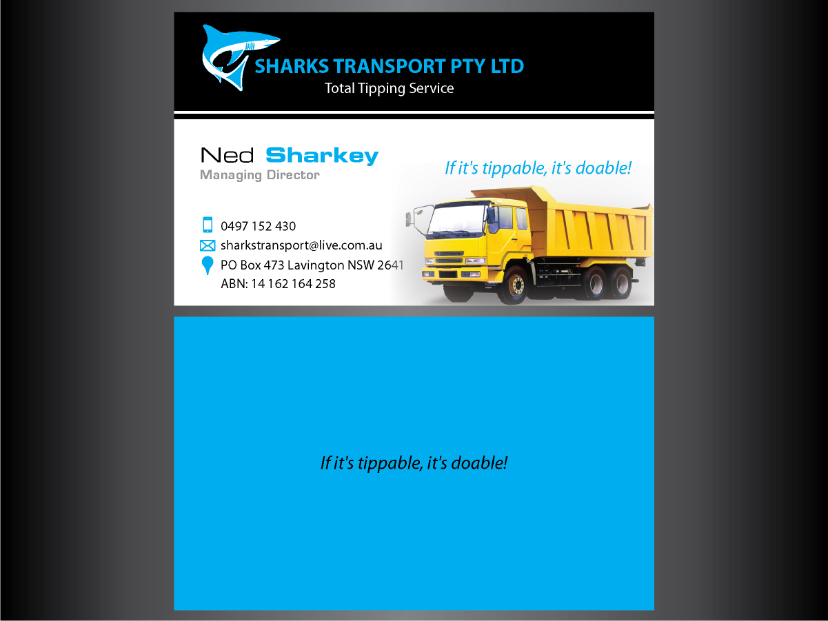 Business Card Design by Arnett for Sharks Transport | Design #1486120