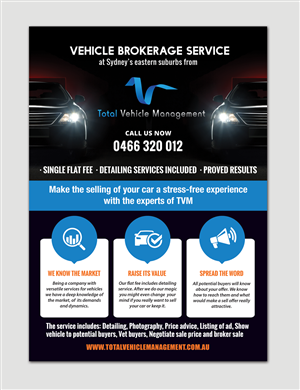 Brochure to promote unique premium vehicle brokerage and detailing service | Brochure Design by Adylhere