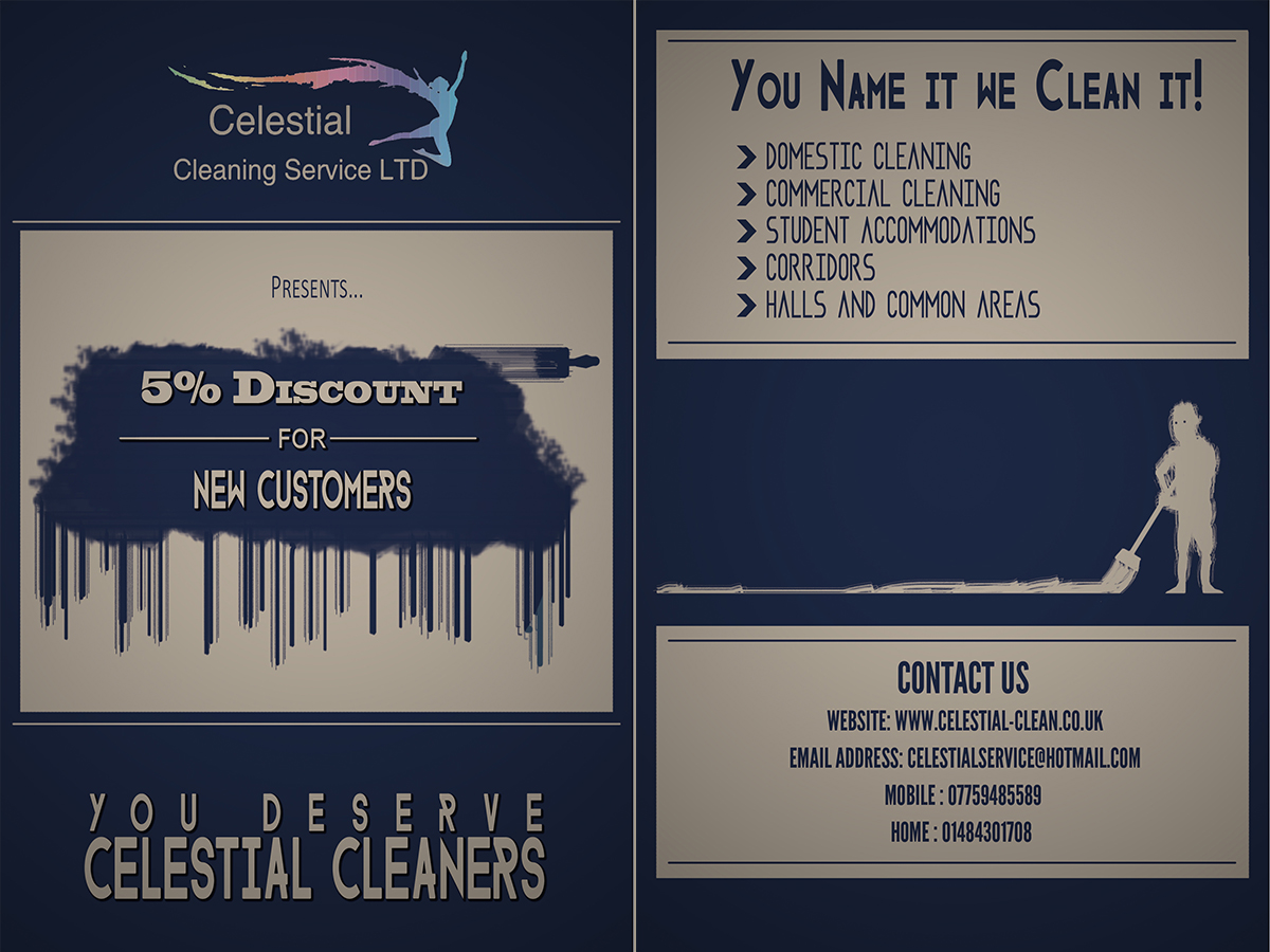 Flyer Design by ankitkapoor96 for Celestial Cleaning Service LTD | Design #5404281